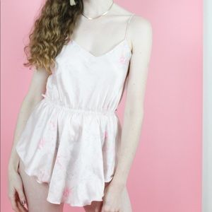 Pink floral peplum teddy